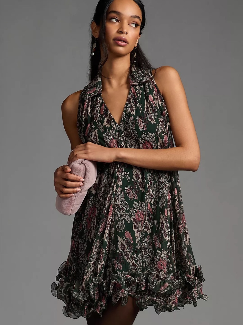 Anthropologie Let Me Be V-Neck Mini Swing Dress